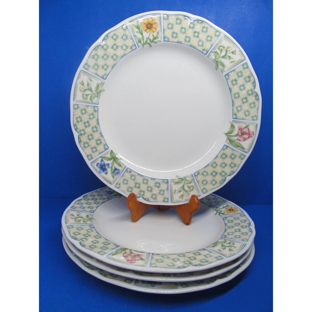 Noritake Homecraft 9233 Sonoma Trellis Set Of 4 Floral 10 3/4" Dinner Plates GUC